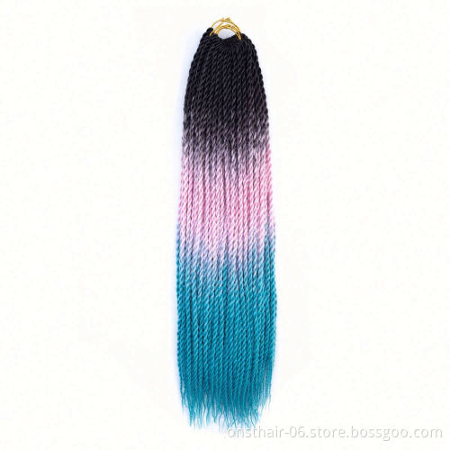 MYZYR Ombre Senegalese Twist Hair Crochet Braids 20 Inch Synthetic Braiding Hair for Women Grey,blue,pink,bro Synthetic Fibres